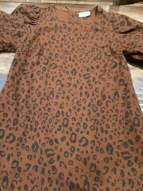 Universal Thread Rust-Brown Denim Leopard Print Top
